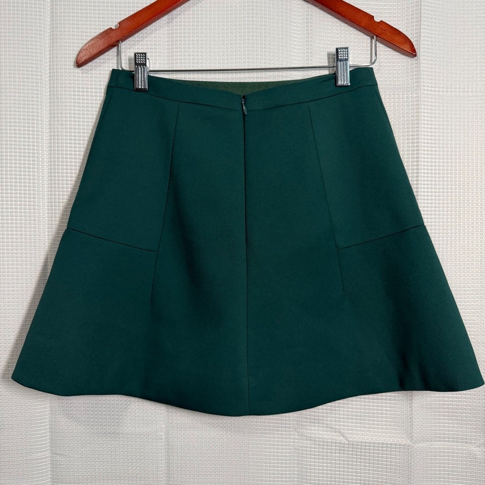 J.Crew A-Line Mini Skirt 2 Dark Green Structured Stretch Style 03394 - Picture 2 of 4